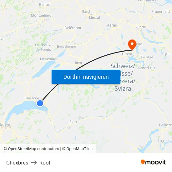 Chexbres to Root map