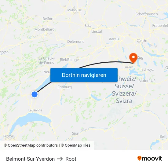 Belmont-Sur-Yverdon to Root map