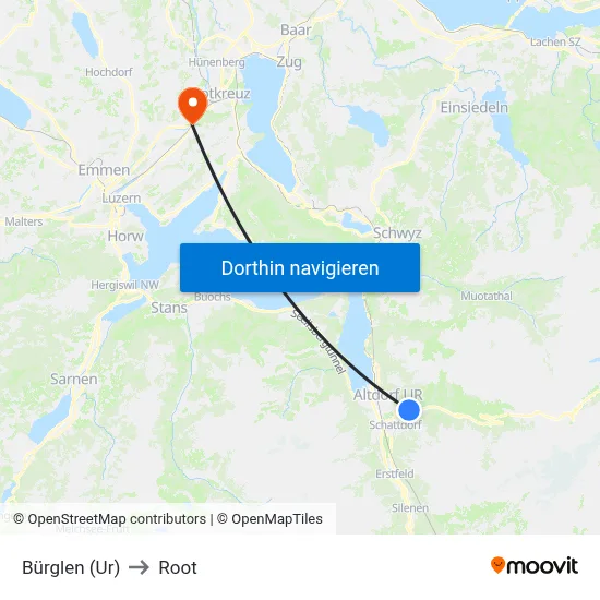 Bürglen (Ur) to Root map