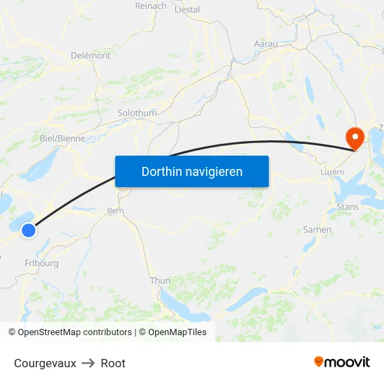 Courgevaux to Root map