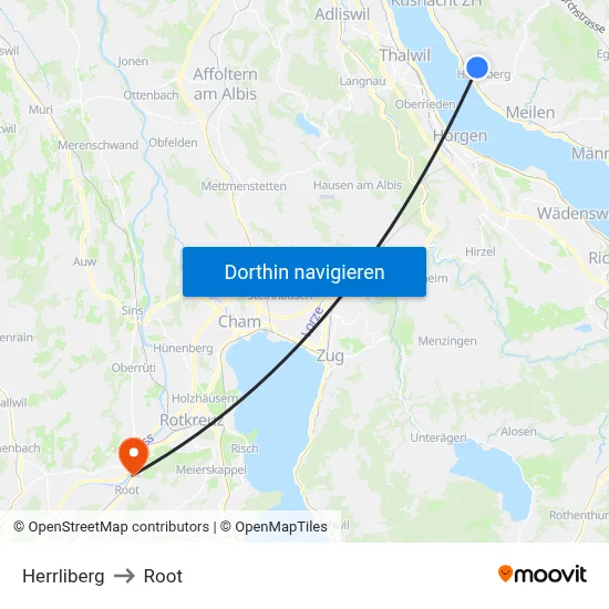 Herrliberg to Root map