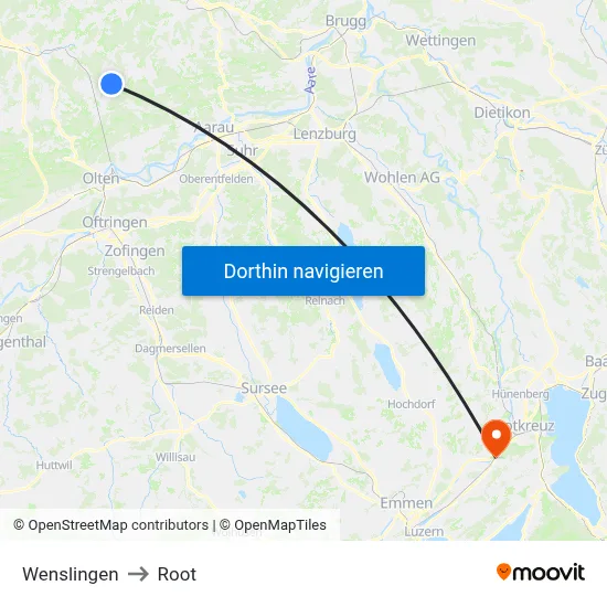 Wenslingen to Root map