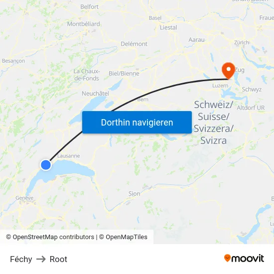 Féchy to Root map