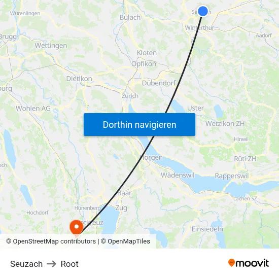 Seuzach to Root map