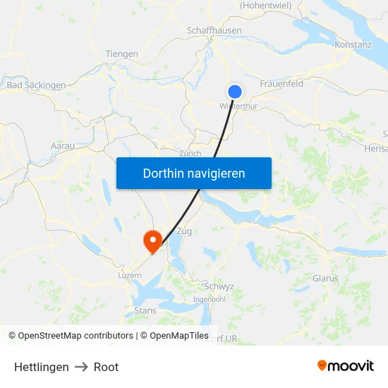 Hettlingen to Root map