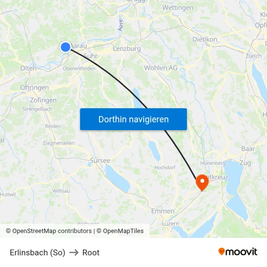 Erlinsbach (So) to Root map
