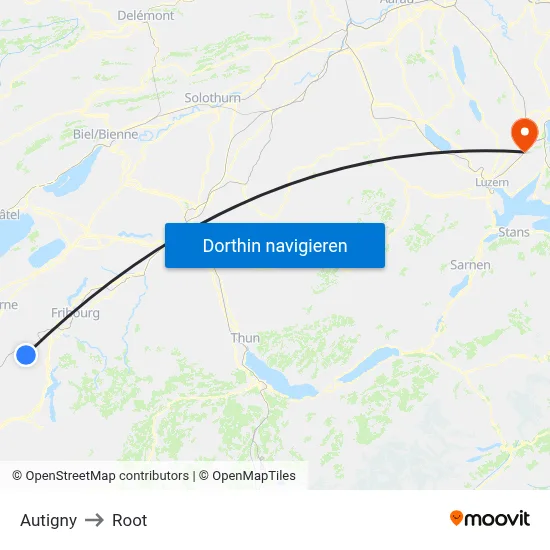 Autigny to Root map