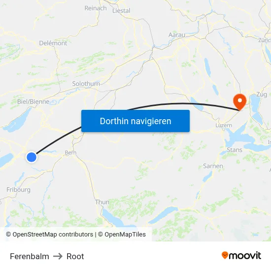Ferenbalm to Root map