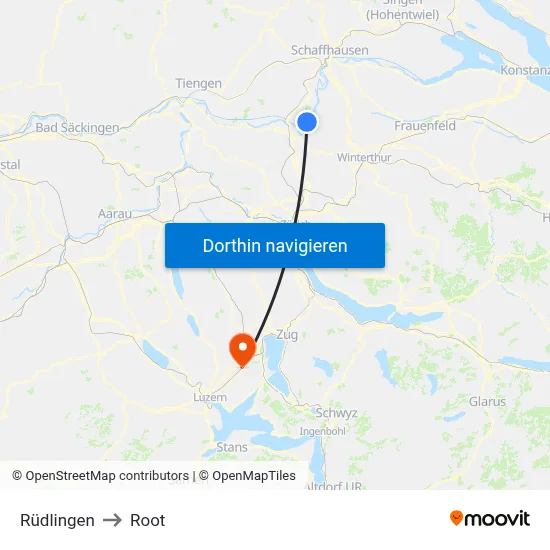 Rüdlingen to Root map