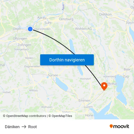 Däniken to Root map
