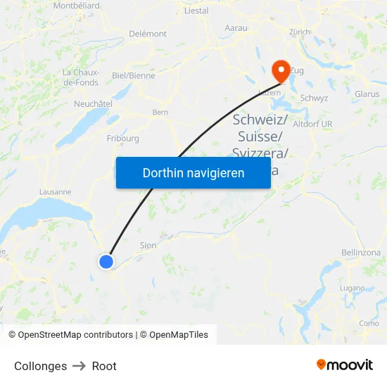 Collonges to Root map