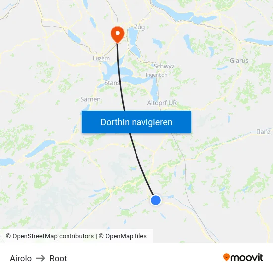 Airolo to Root map