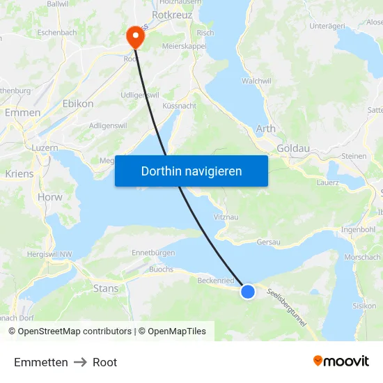 Emmetten to Root map
