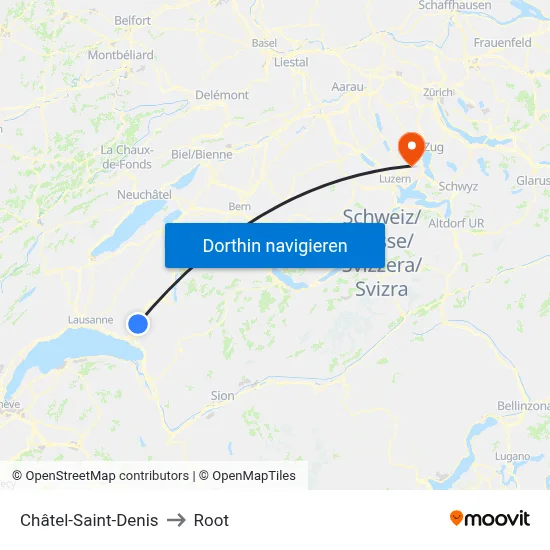 Châtel-Saint-Denis to Root map