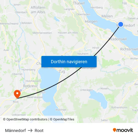 Männedorf to Root map