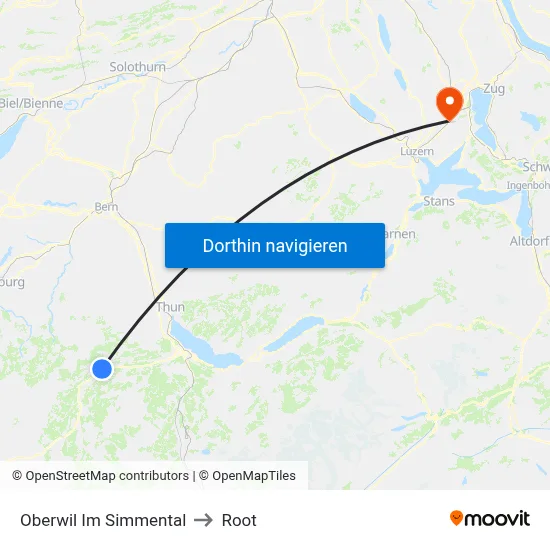 Oberwil Im Simmental to Root map