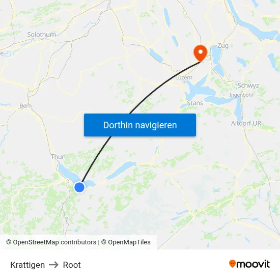 Krattigen to Root map