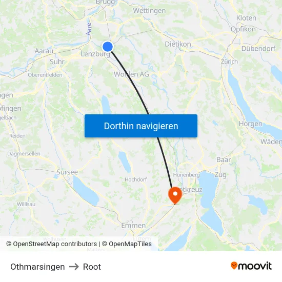 Othmarsingen to Root map