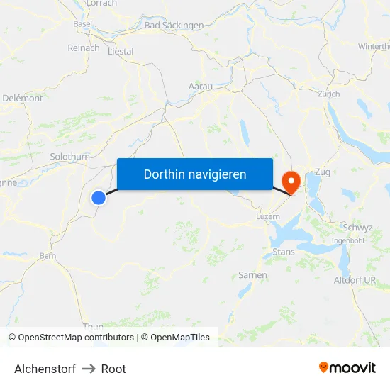 Alchenstorf to Root map