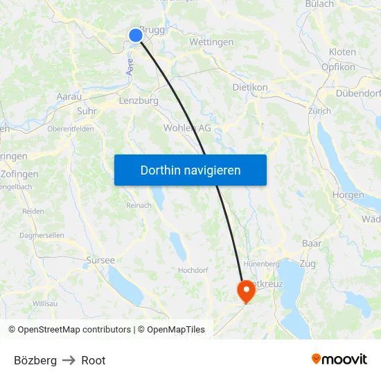 Bözberg to Root map