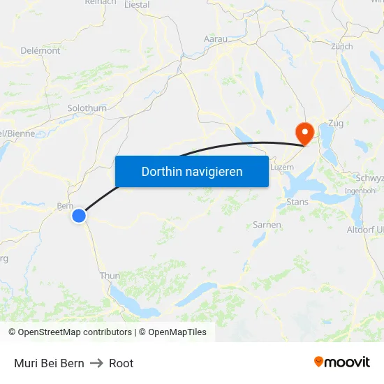 Muri Bei Bern to Root map
