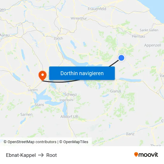 Ebnat-Kappel to Root map