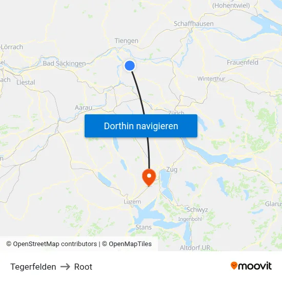 Tegerfelden to Root map