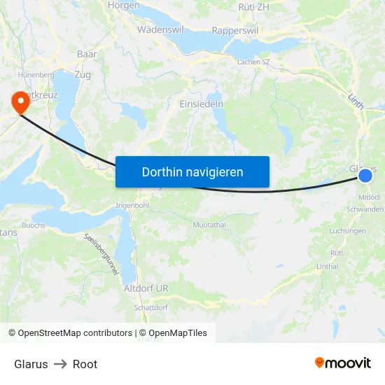 Glarus to Root map