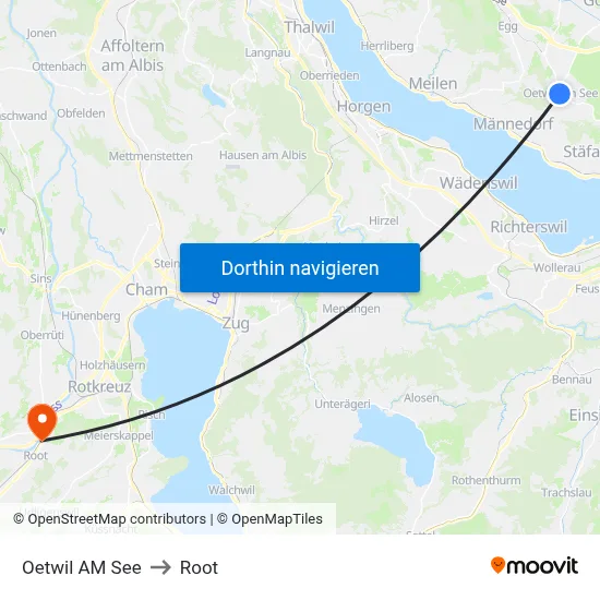 Oetwil AM See to Root map