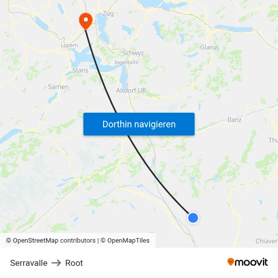 Serravalle to Root map
