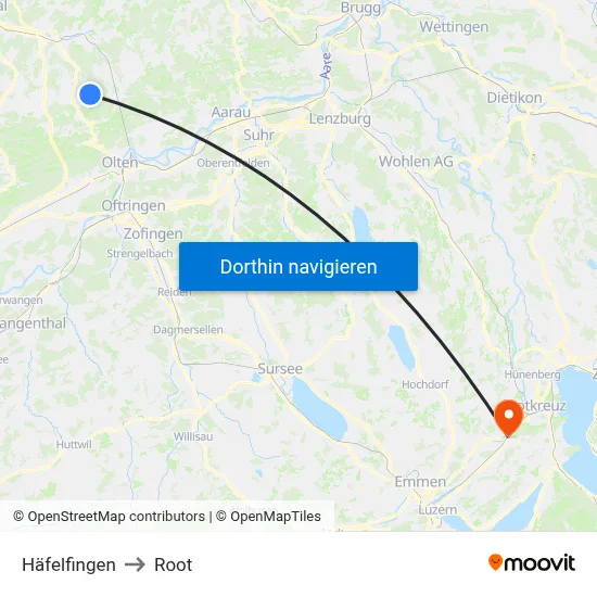 Häfelfingen to Root map