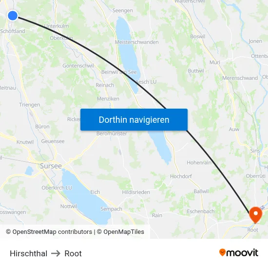 Hirschthal to Root map