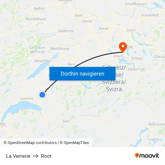 La Verrerie to Root map