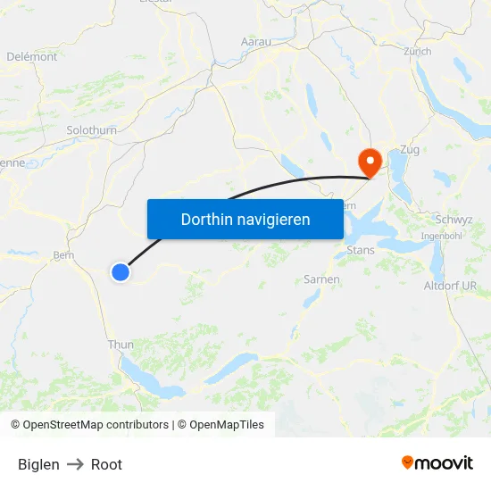 Biglen to Root map