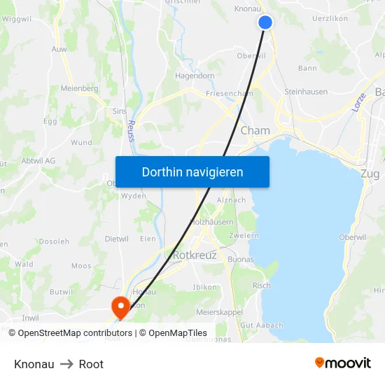 Knonau to Root map