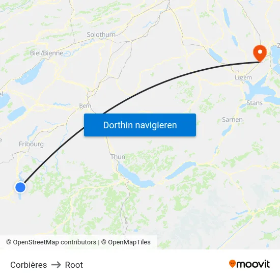 Corbières to Root map
