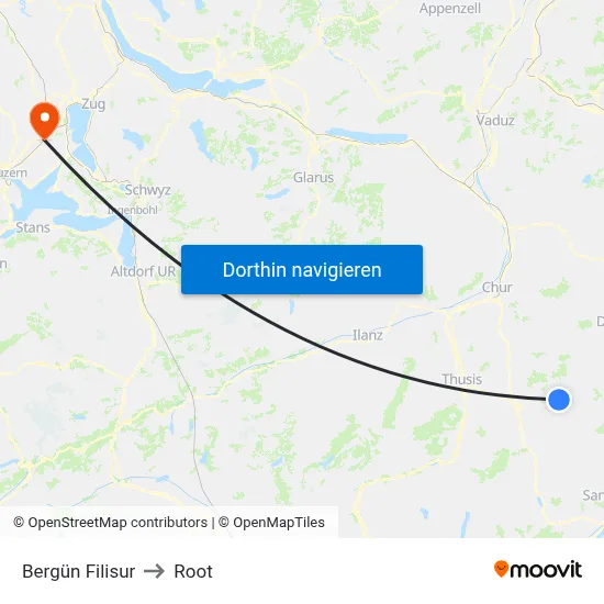 Bergün Filisur to Root map