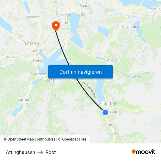 Attinghausen to Root map