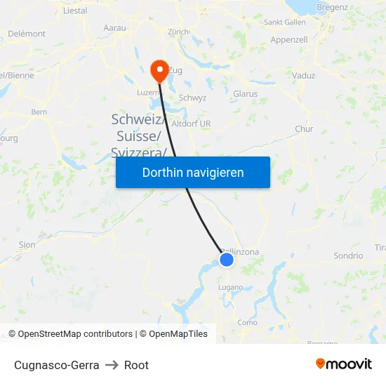 Cugnasco-Gerra to Root map