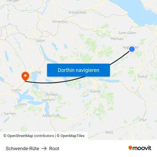 Schwende-Rüte to Root map