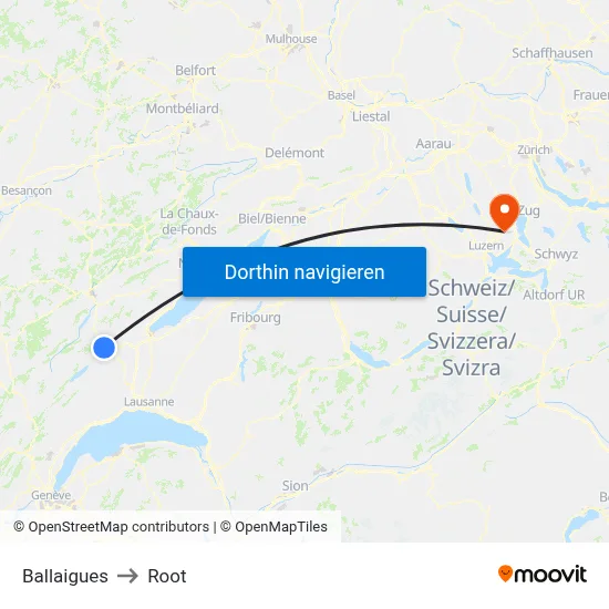 Ballaigues to Root map