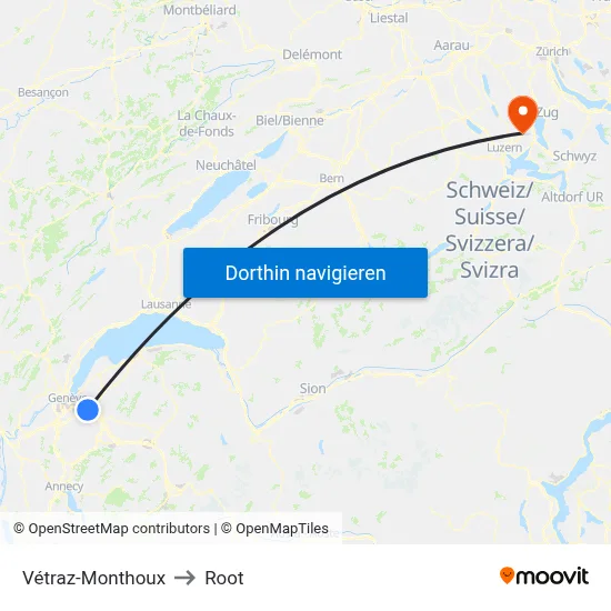 Vétraz-Monthoux to Root map