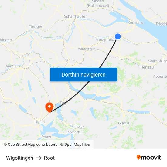 Wigoltingen to Root map