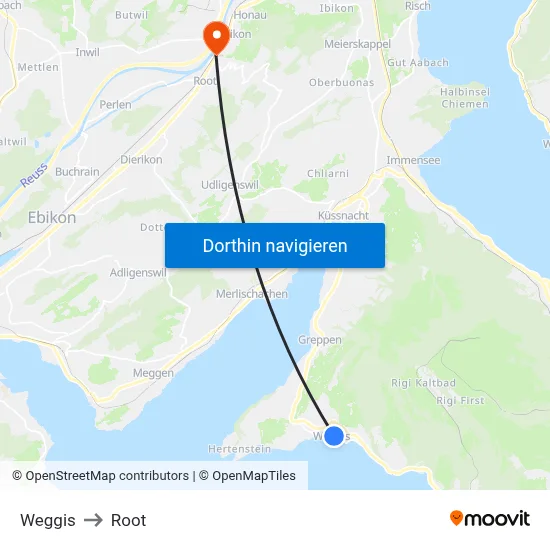 Weggis to Root map