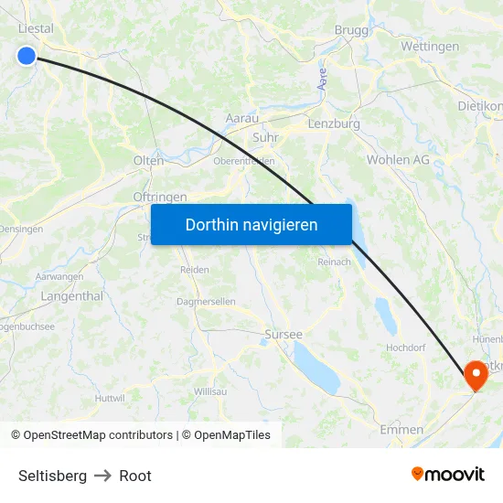 Seltisberg to Root map