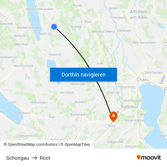 Schongau to Root map