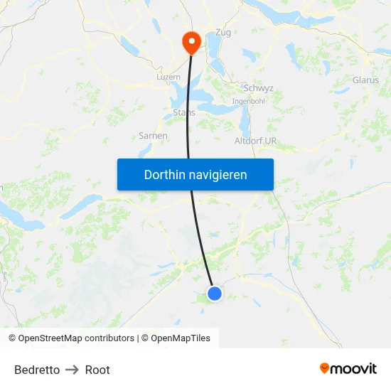 Bedretto to Root map