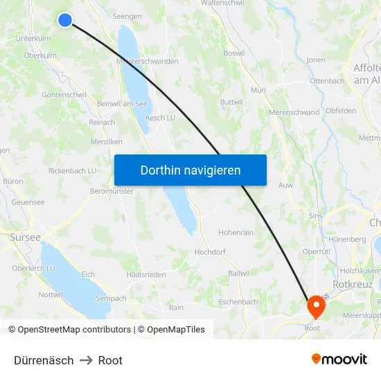 Dürrenäsch to Root map