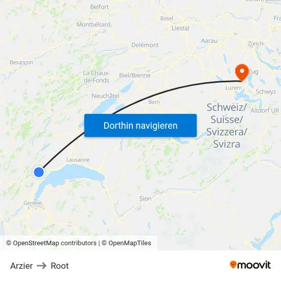 Arzier to Root map
