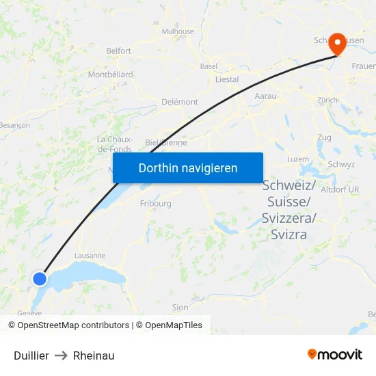 Duillier to Rheinau map